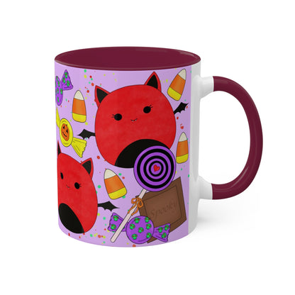 Cute Halloween Bat squish inspired+Sweet Treats (A) Colorful Mug, 11oz