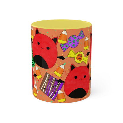 Cute Halloween Bat squish inspired+Treats (B) Colorful Mug, 11oz