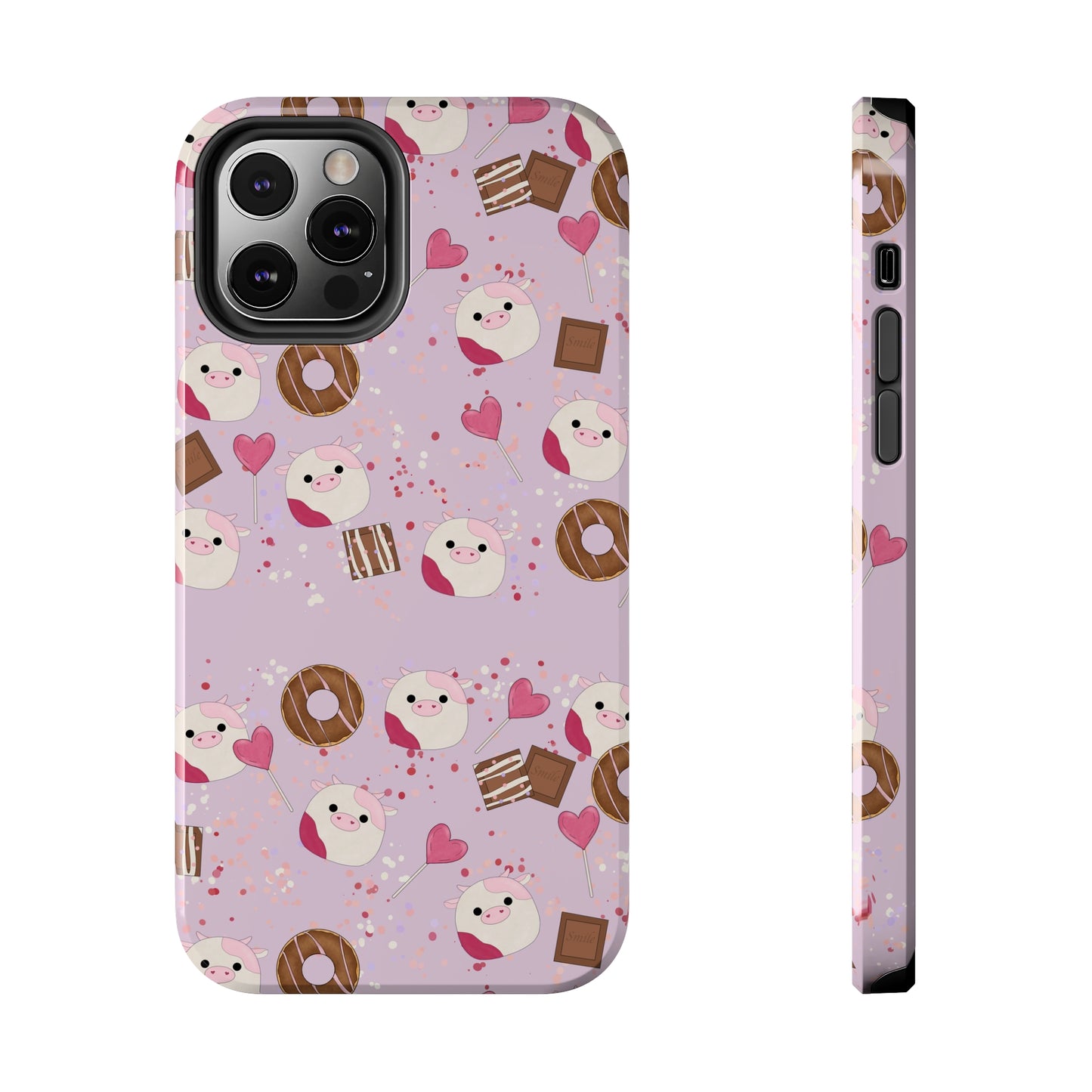 Cute Pink Cow squish inspired + Sweet Desserts/Treats Tough Phone Case. iPhone 7, 8, X, 11, 12, 13, 14 & more