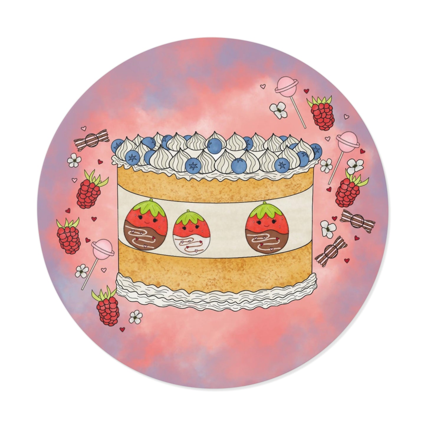 Tasty Chocolate Strawberries squish inspired + Cake (B)  Round Vinyl Stickers