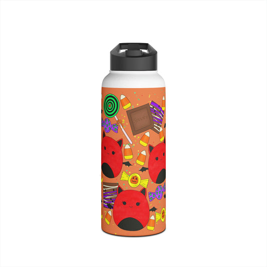 Cute Halloween Bat squish inspired +Candies(A) Stainless Steel Water Bottle, Straw Lid 32oz