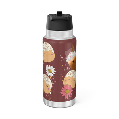 Cute Cinnamon Bun squish inspired + Flowers & Coffee Gator Tumbler, 32oz