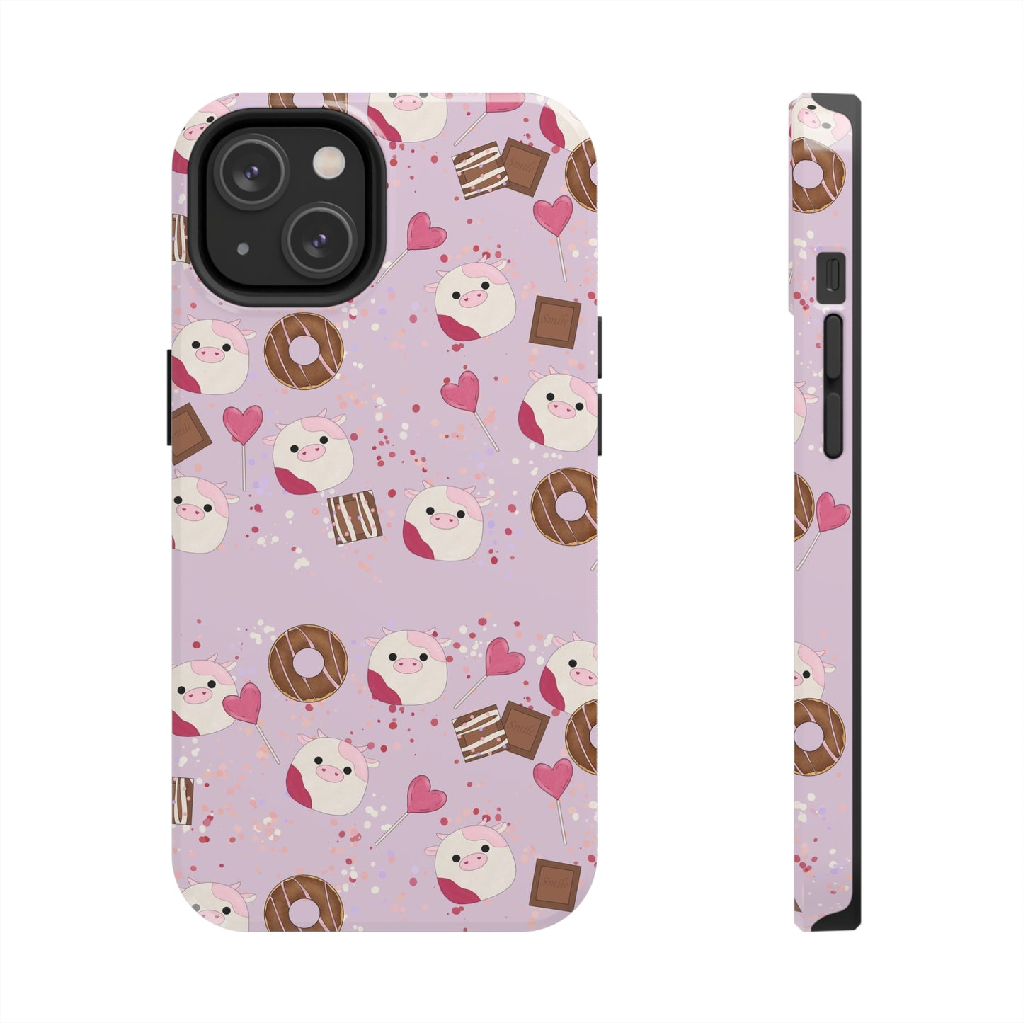 Cute Pink Cow squish inspired + Sweet Desserts/Treats Tough Phone Case. iPhone 7, 8, X, 11, 12, 13, 14 & more