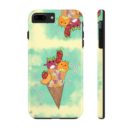 Cute Fruit Bats with Ice Cream and Fruit squish inspired Tough Phone Case. iPhone 14,13,12,11,10,9,8,7 + More