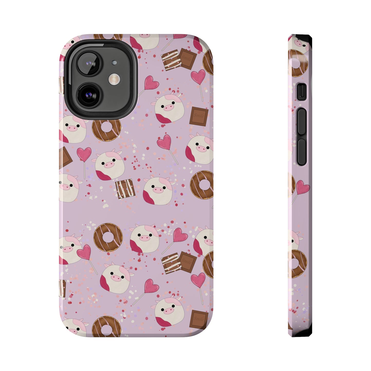 Cute Pink Cow squish inspired + Sweet Desserts/Treats Tough Phone Case. iPhone 7, 8, X, 11, 12, 13, 14 & more