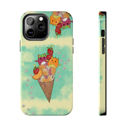 Cute Fruit Bats with Ice Cream and Fruit squish inspired Tough Phone Case. iPhone 14,13,12,11,10,9,8,7 + More