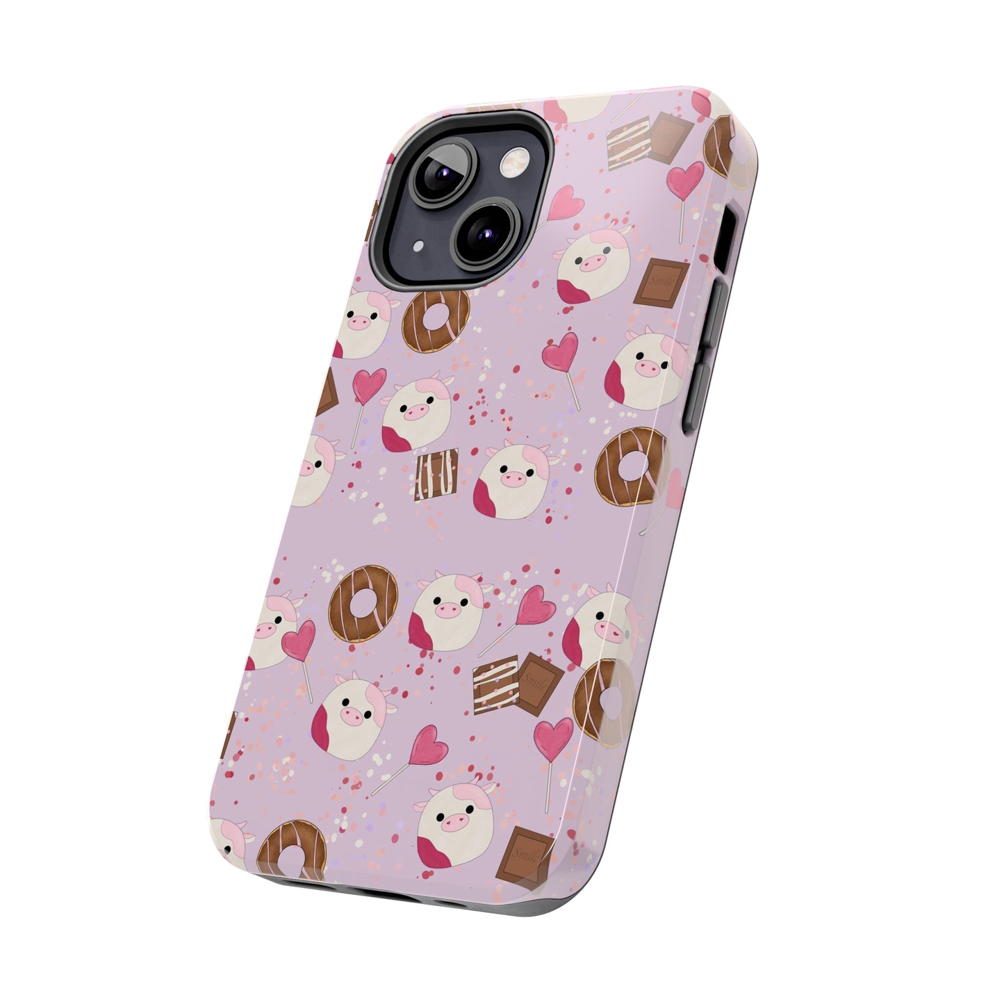 Cute Pink Cow squish inspired + Sweet Desserts/Treats Tough Phone Case. iPhone 7, 8, X, 11, 12, 13, 14 & more