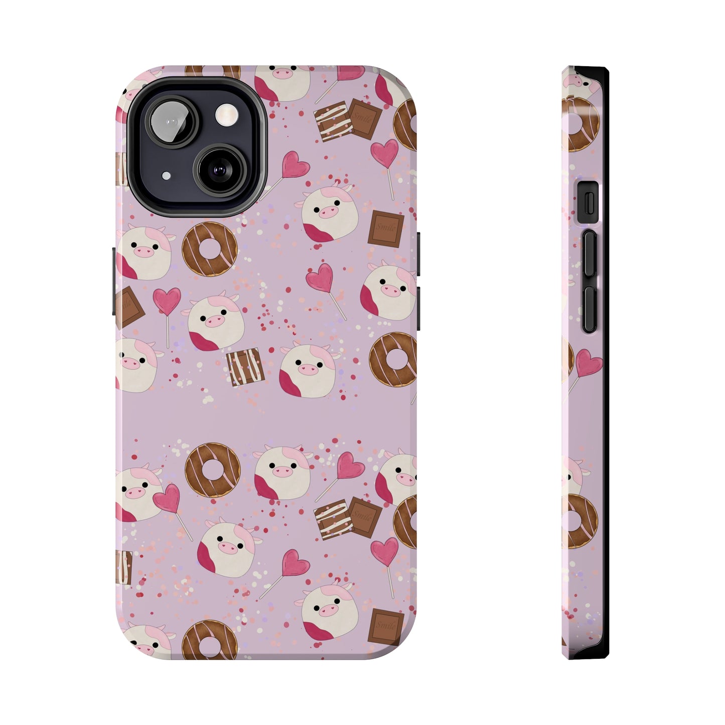 Cute Pink Cow squish inspired + Sweet Desserts/Treats Tough Phone Case. iPhone 7, 8, X, 11, 12, 13, 14 & more