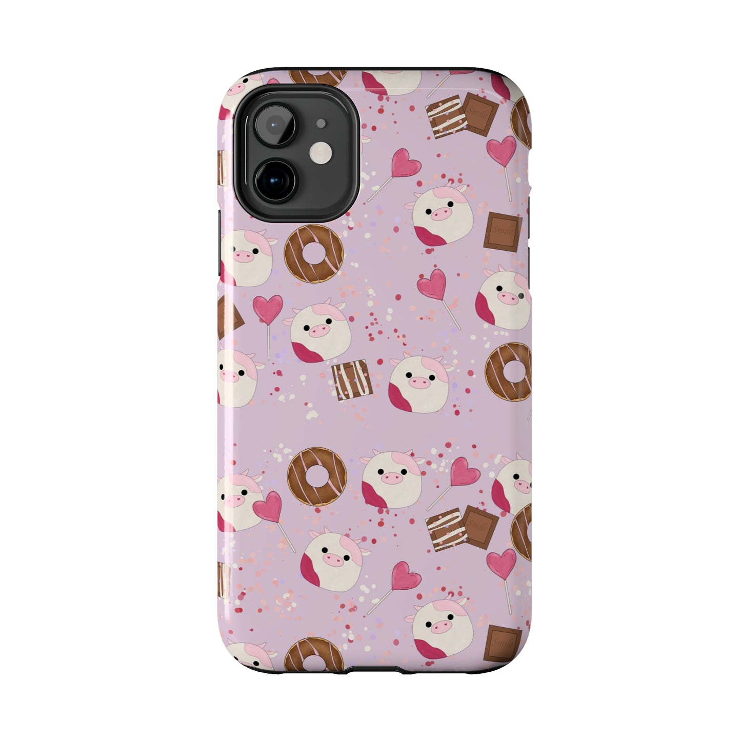 Cute Pink Cow squish inspired + Sweet Desserts/Treats Tough Phone Case. iPhone 7, 8, X, 11, 12, 13, 14 & more