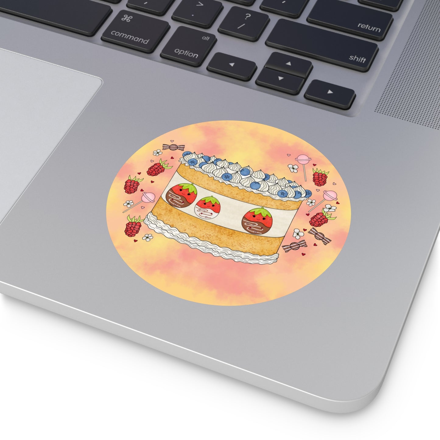 Tasty Chocolate Strawberries squish inspired + Cake (A) Round Vinyl Stickers