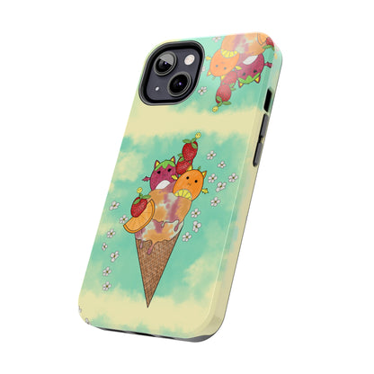 Cute Fruit Bats with Ice Cream and Fruit squish inspired Tough Phone Case. iPhone 14,13,12,11,10,9,8,7 + More