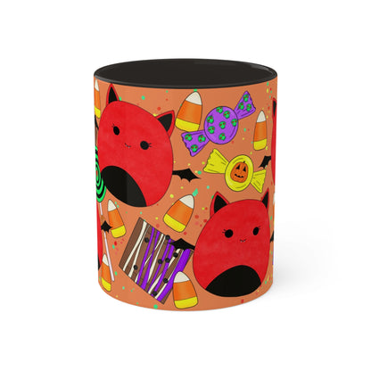 Cute Halloween Bat squish inspired+Treats (B) Colorful Mug, 11oz