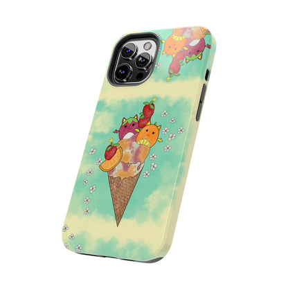 Cute Fruit Bats with Ice Cream and Fruit squish inspired Tough Phone Case. iPhone 14,13,12,11,10,9,8,7 + More