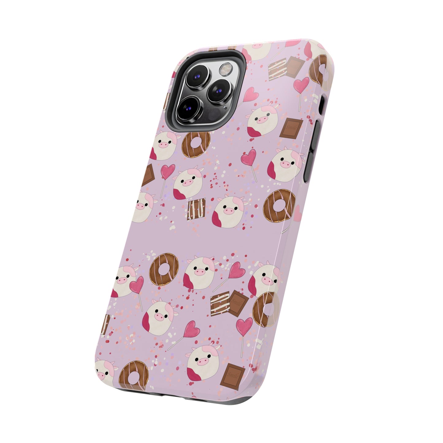 Cute Pink Cow squish inspired + Sweet Desserts/Treats Tough Phone Case. iPhone 7, 8, X, 11, 12, 13, 14 & more