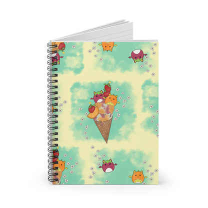 Cute Fruit Bats squish inspired +Ice Cream Spiral Notebook - Ruled Line