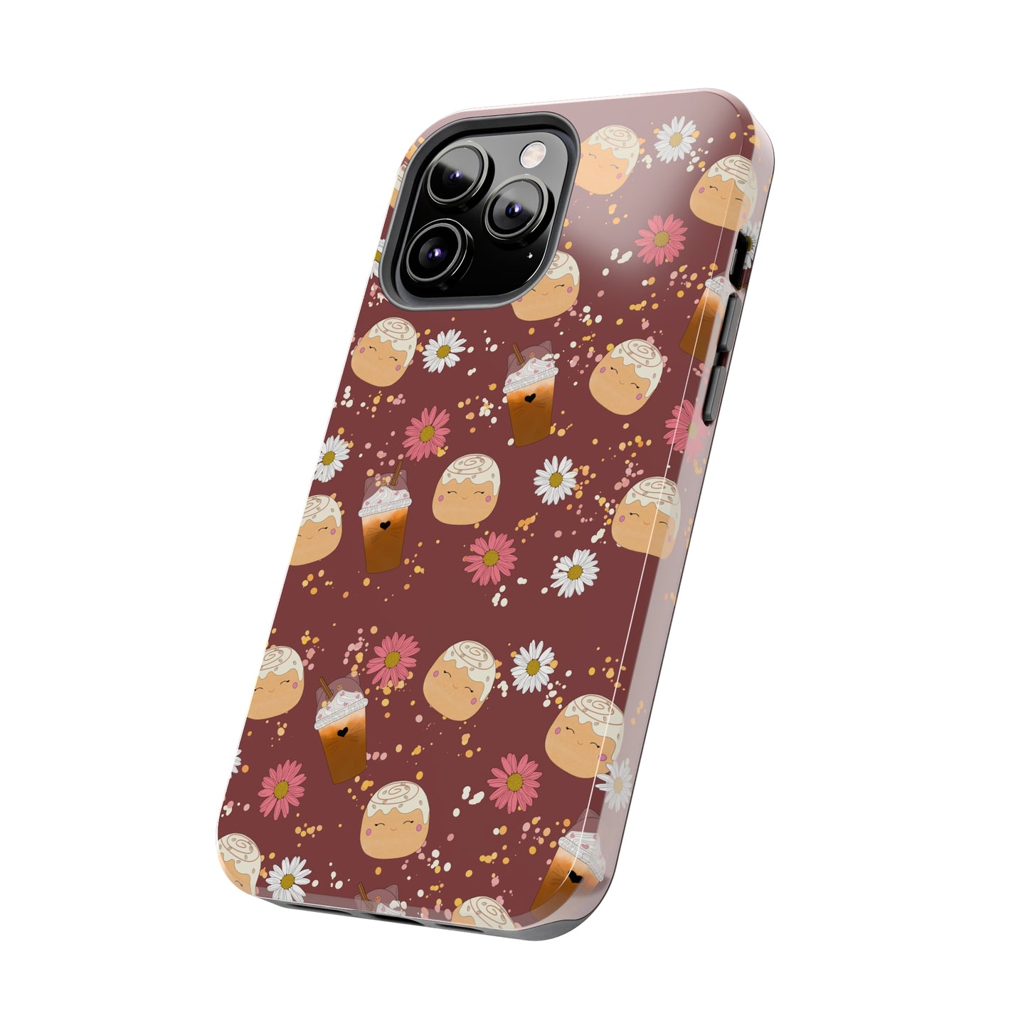 Cozy Cinnamon Bun squish inspired + Coffee an Pretty Flowers Tough Phone Case. iPhone 7, 8, X, 11, 12, 13, 14 & more