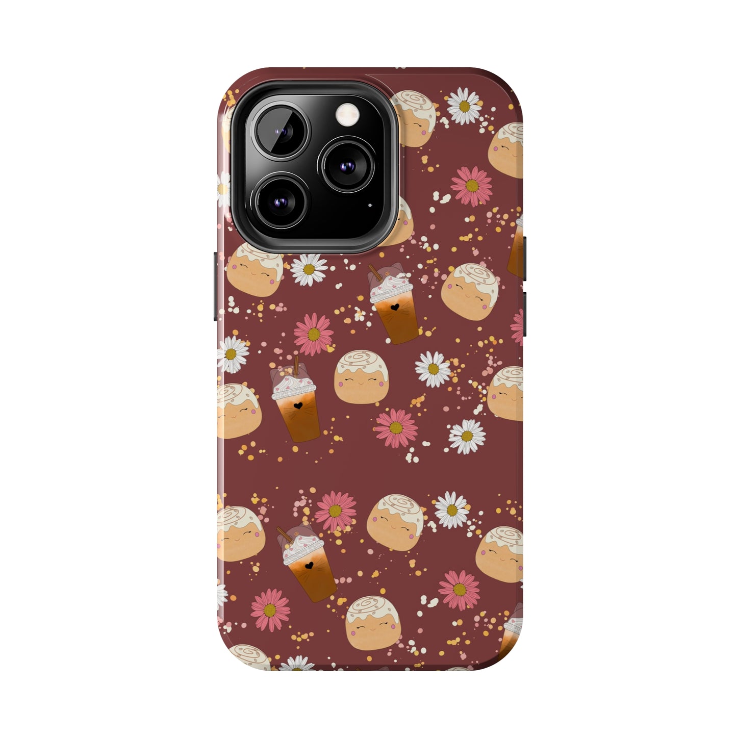 Cozy Cinnamon Bun squish inspired + Coffee an Pretty Flowers Tough Phone Case. iPhone 7, 8, X, 11, 12, 13, 14 & more