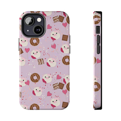 Cute Pink Cow squish inspired + Sweet Desserts/Treats Tough Phone Case. iPhone 7, 8, X, 11, 12, 13, 14 & more