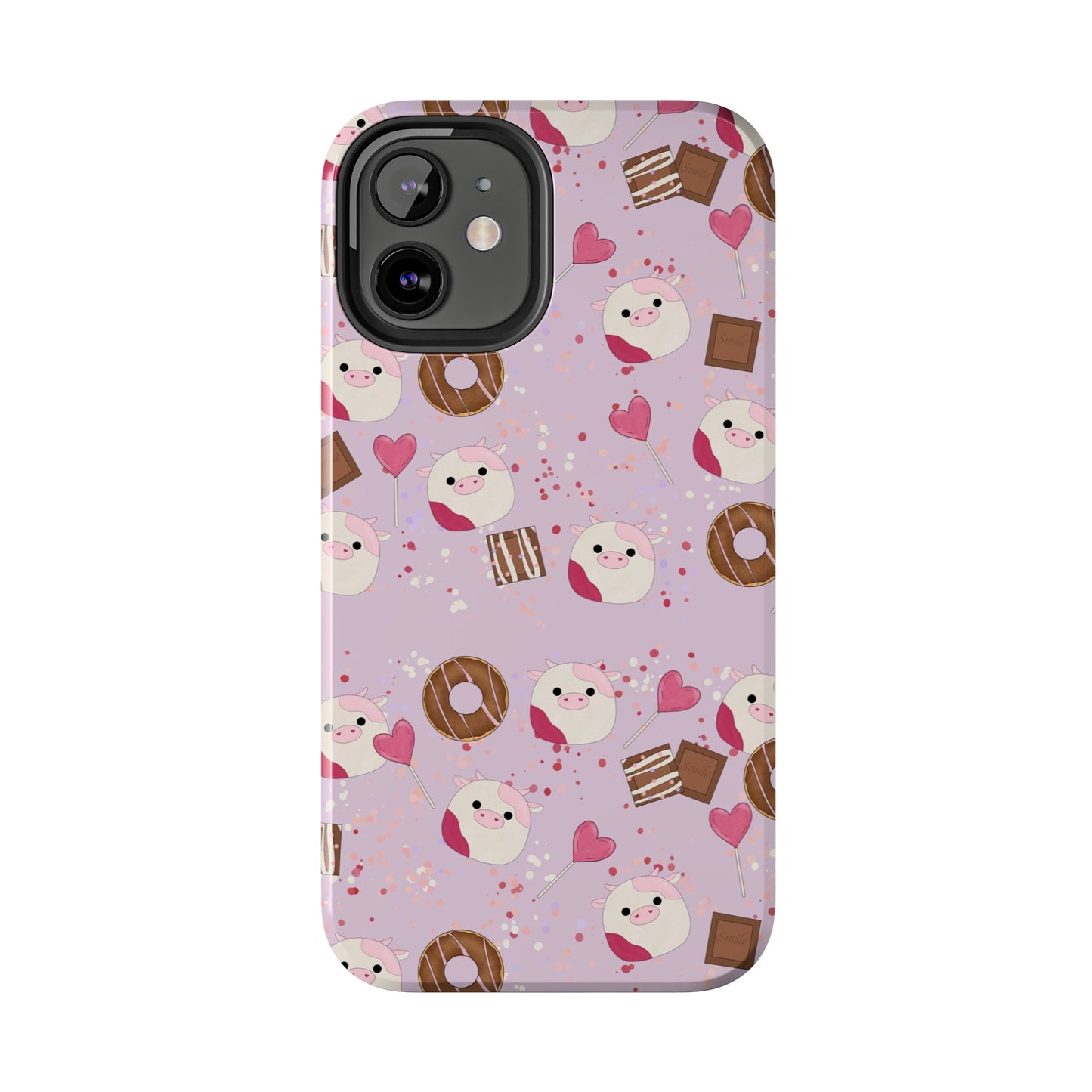 Cute Pink Cow squish inspired + Sweet Desserts/Treats Tough Phone Case. iPhone 7, 8, X, 11, 12, 13, 14 & more