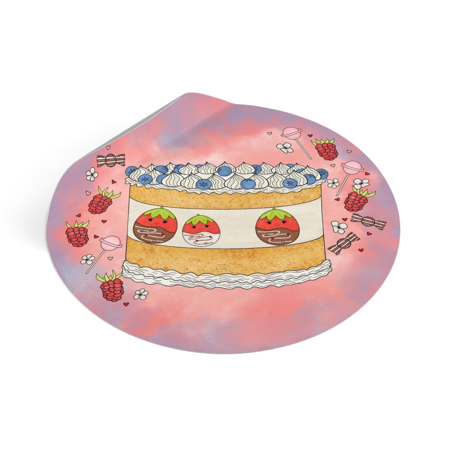 Tasty Chocolate Strawberries squish inspired + Cake (B)  Round Vinyl Stickers