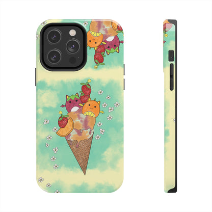 Cute Fruit Bats with Ice Cream and Fruit squish inspired Tough Phone Case. iPhone 14,13,12,11,10,9,8,7 + More