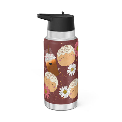 Cute Cinnamon Bun squish inspired + Flowers & Coffee Gator Tumbler, 32oz