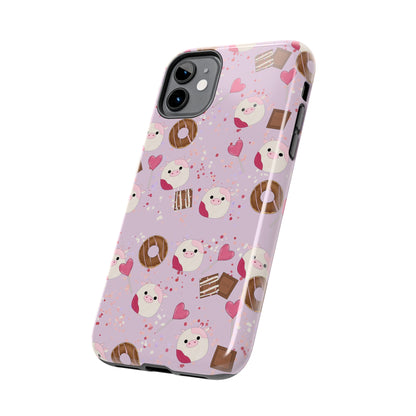 Cute Pink Cow squish inspired + Sweet Desserts/Treats Tough Phone Case. iPhone 7, 8, X, 11, 12, 13, 14 & more