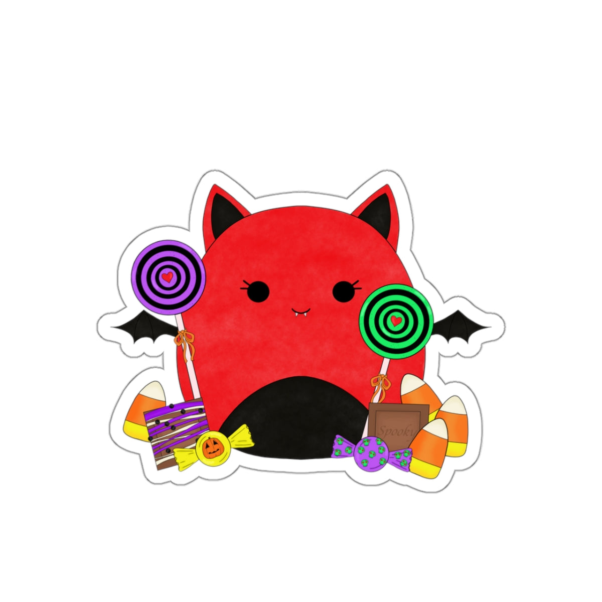 Cute Halloween Bat squish inspired & Candies Kiss Cut Sticker