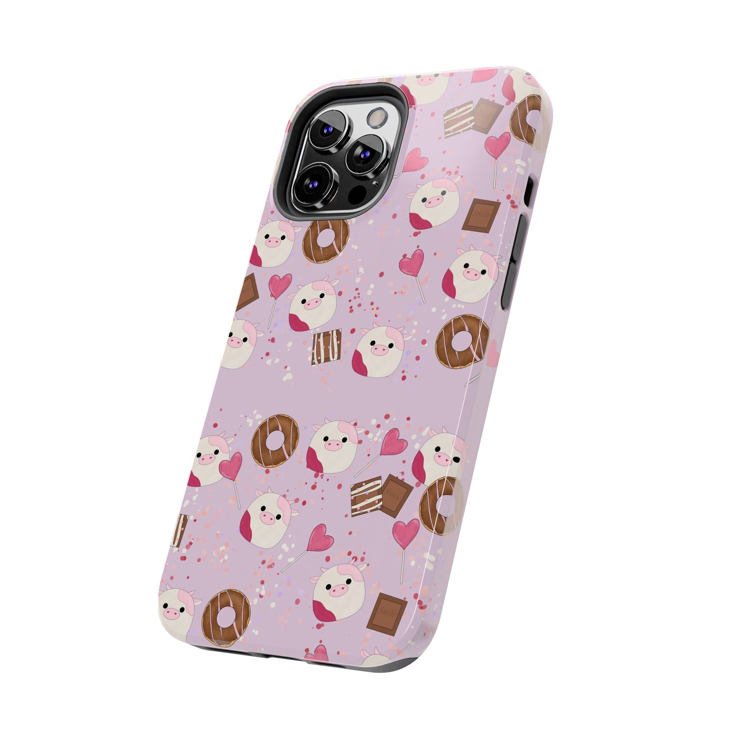 Cute Pink Cow squish inspired + Sweet Desserts/Treats Tough Phone Case. iPhone 7, 8, X, 11, 12, 13, 14 & more