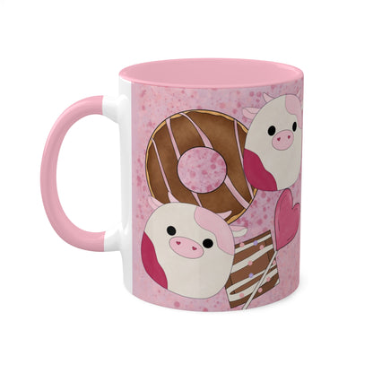 Cute Pink Cow squish inspired + Sweet Treats Mug, 11oz