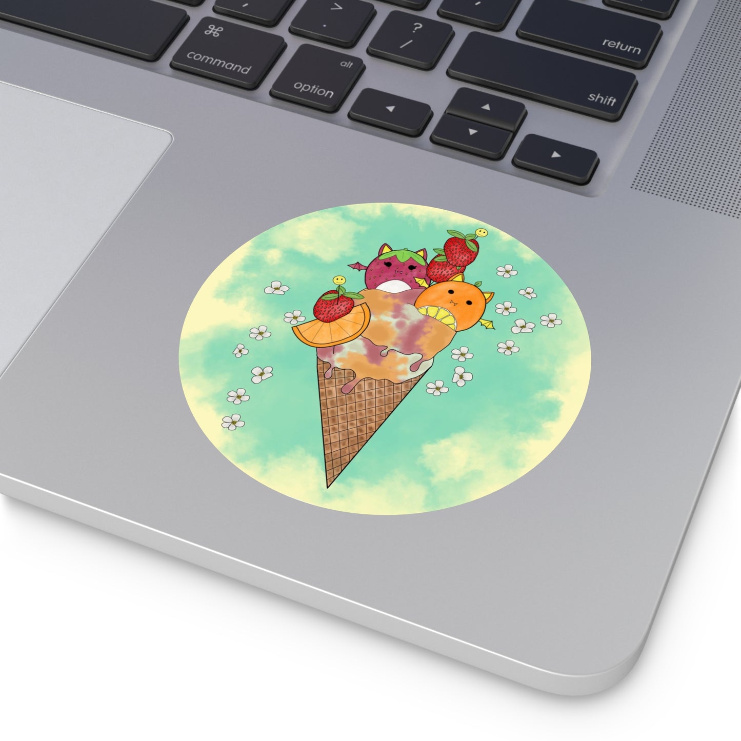 Cute Fruit Bats squish inspired +Ice Cream Round Vinyl Stickers