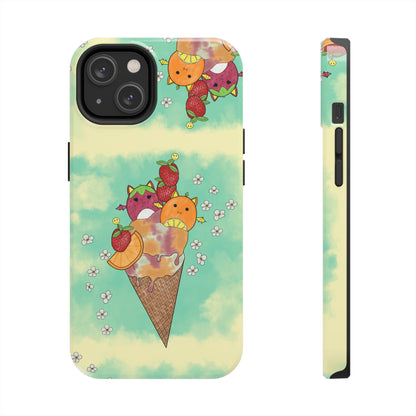 Cute Fruit Bats with Ice Cream and Fruit squish inspired Tough Phone Case. iPhone 14,13,12,11,10,9,8,7 + More