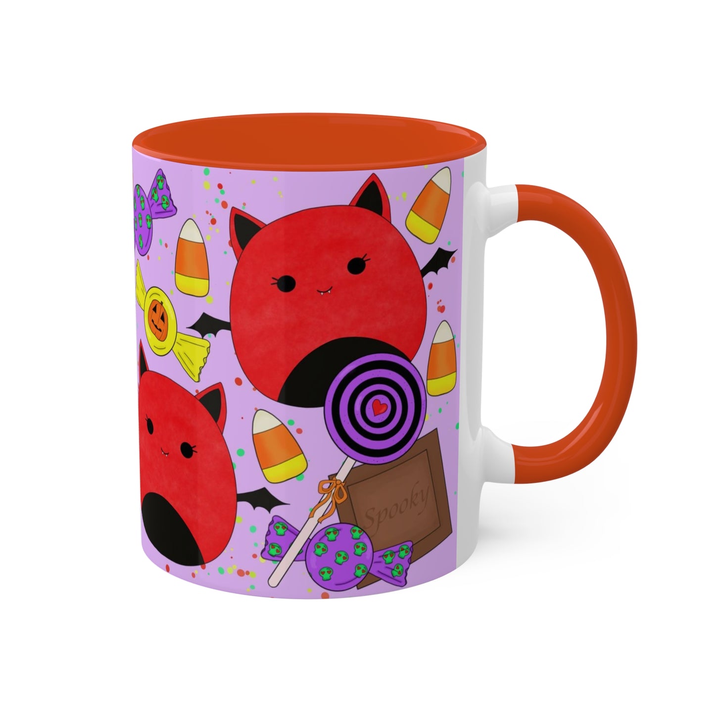 Cute Halloween Bat squish inspired+Sweet Treats (A) Colorful Mug, 11oz