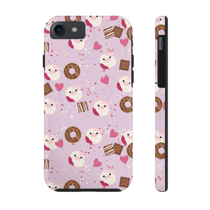 Cute Pink Cow squish inspired + Sweet Desserts/Treats Tough Phone Case. iPhone 7, 8, X, 11, 12, 13, 14 & more