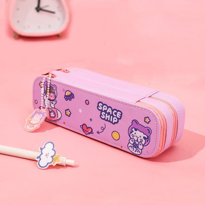 Kawaii Space Astronut Double-Layer Pencil Case