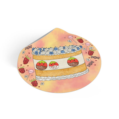 Tasty Chocolate Strawberries squish inspired + Cake (A) Round Vinyl Stickers