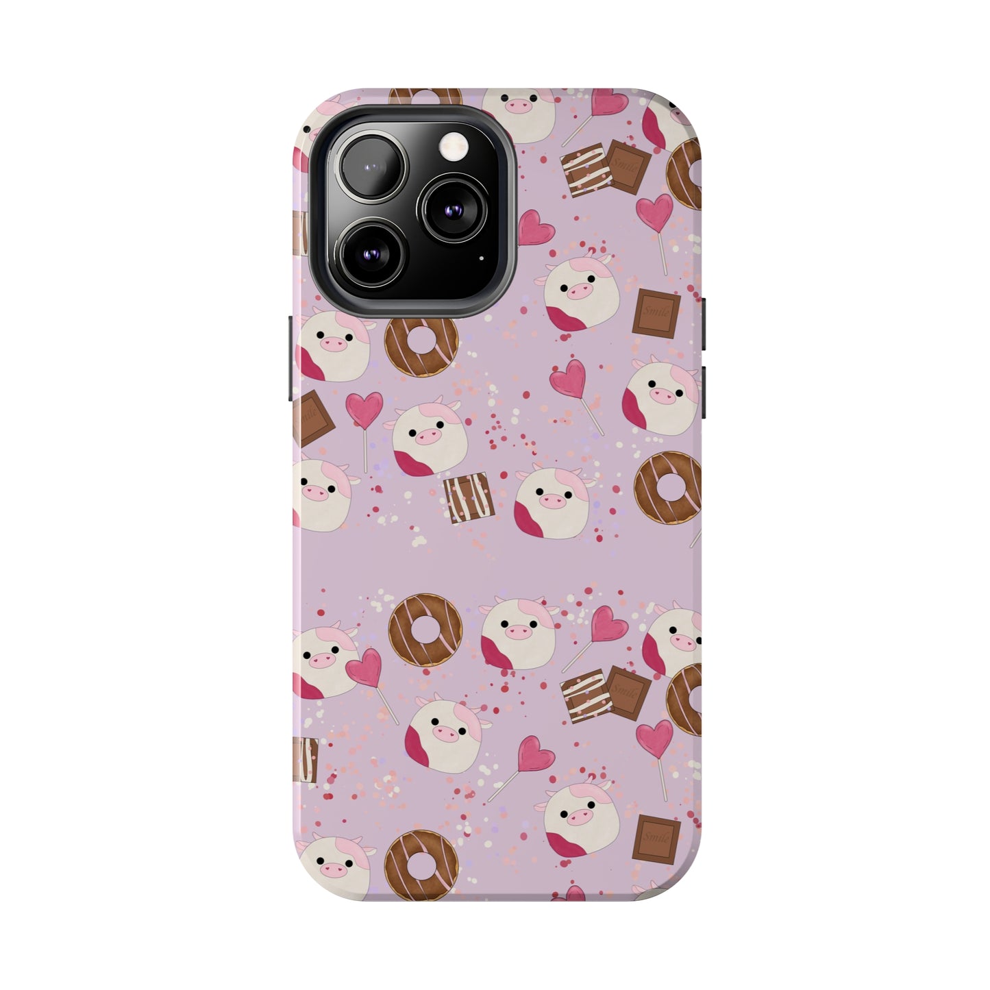 Cute Pink Cow squish inspired + Sweet Desserts/Treats Tough Phone Case. iPhone 7, 8, X, 11, 12, 13, 14 & more