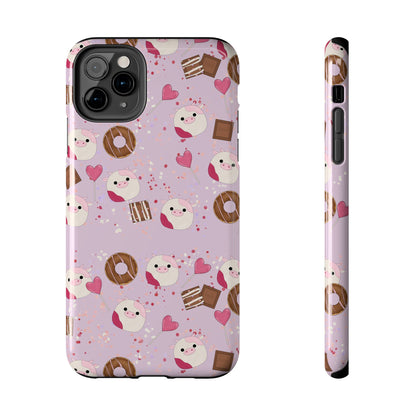 Cute Pink Cow squish inspired + Sweet Desserts/Treats Tough Phone Case. iPhone 7, 8, X, 11, 12, 13, 14 & more