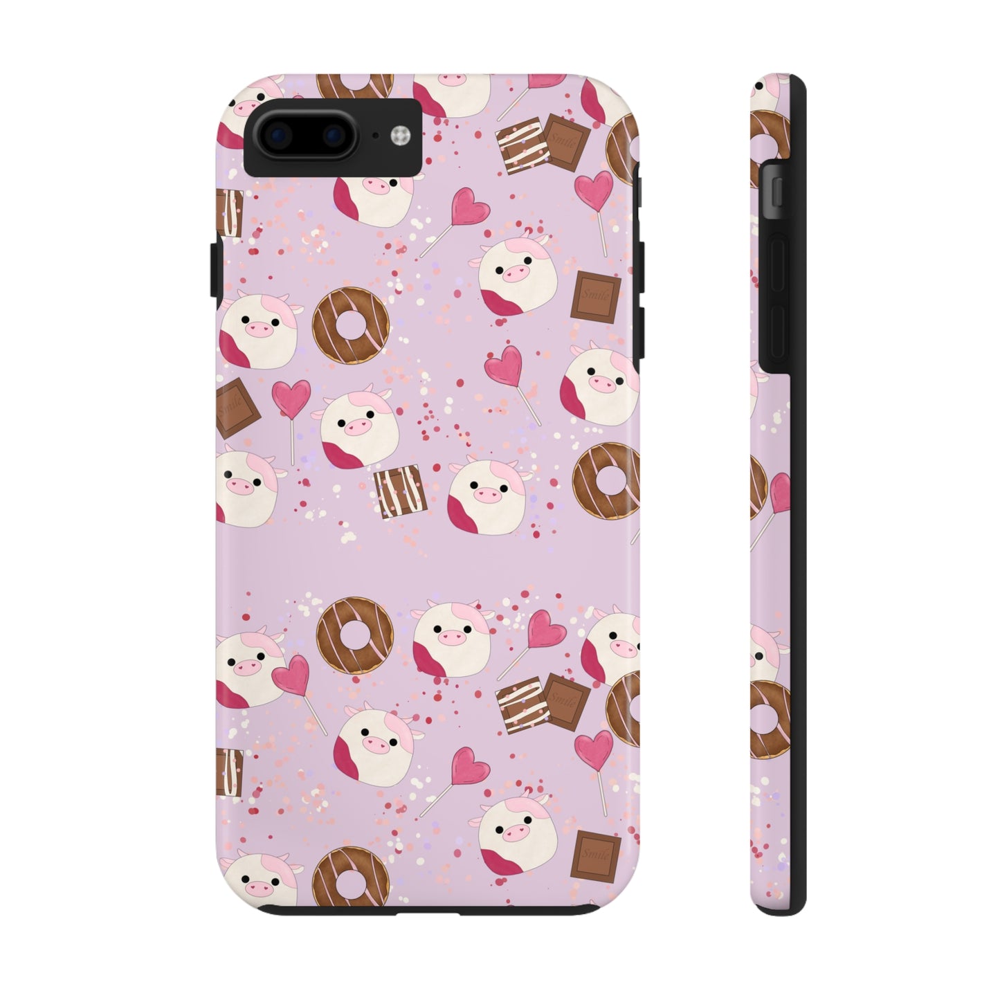 Cute Pink Cow squish inspired + Sweet Desserts/Treats Tough Phone Case. iPhone 7, 8, X, 11, 12, 13, 14 & more