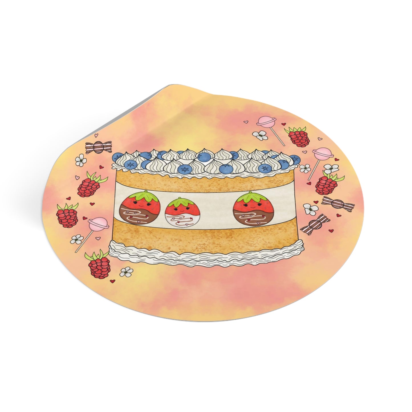 Tasty Chocolate Strawberries squish inspired + Cake (A) Round Vinyl Stickers