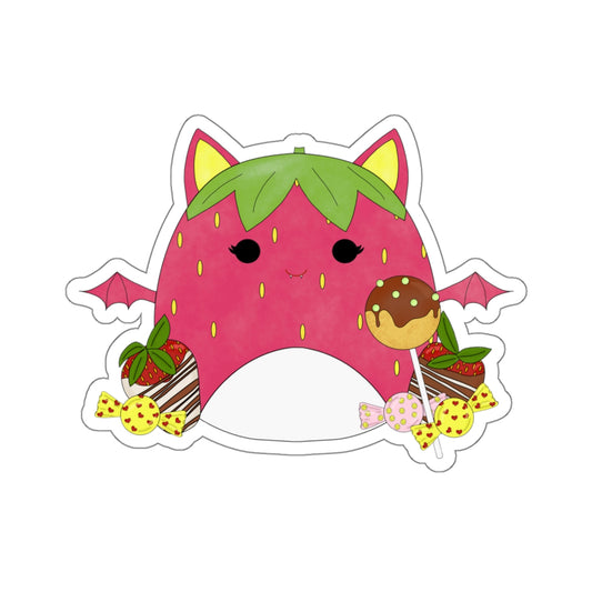 Adorable Strawberry Fruit Bat squish inspired + Sweet Desserts Kiss-Cut Sticker