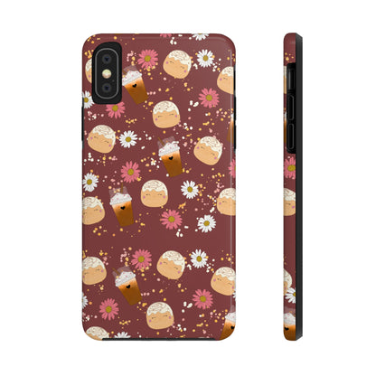 Cozy Cinnamon Bun squish inspired + Coffee an Pretty Flowers Tough Phone Case. iPhone 7, 8, X, 11, 12, 13, 14 & more