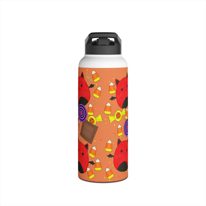 Cute Halloween Bat squish inspired +Candies(A) Stainless Steel Water Bottle, Straw Lid 32oz