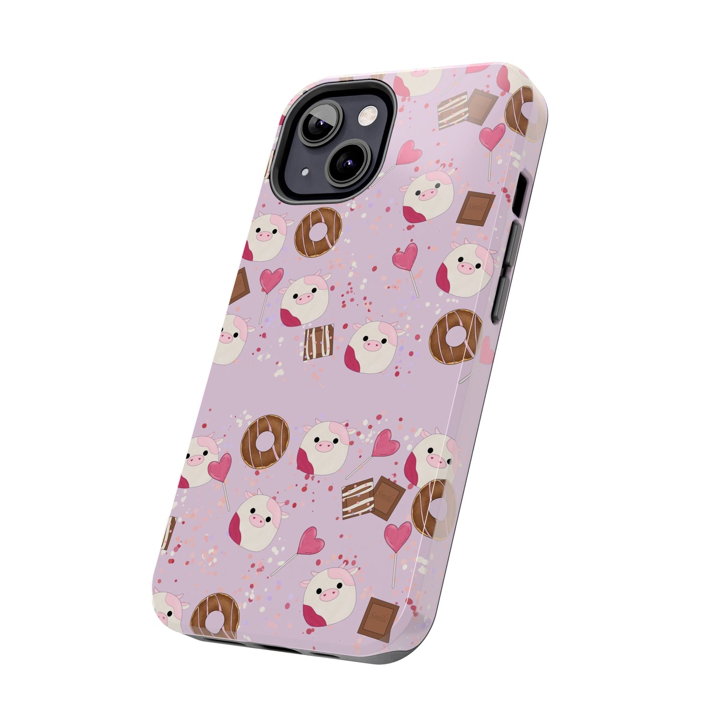 Cute Pink Cow squish inspired + Sweet Desserts/Treats Tough Phone Case. iPhone 7, 8, X, 11, 12, 13, 14 & more