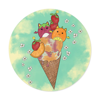 Cute Fruit Bats squish inspired +Ice Cream Round Vinyl Stickers