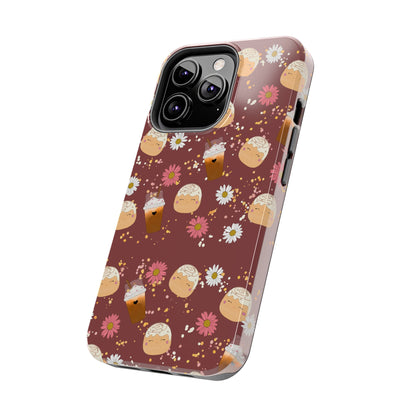 Cozy Cinnamon Bun squish inspired + Coffee an Pretty Flowers Tough Phone Case. iPhone 7, 8, X, 11, 12, 13, 14 & more