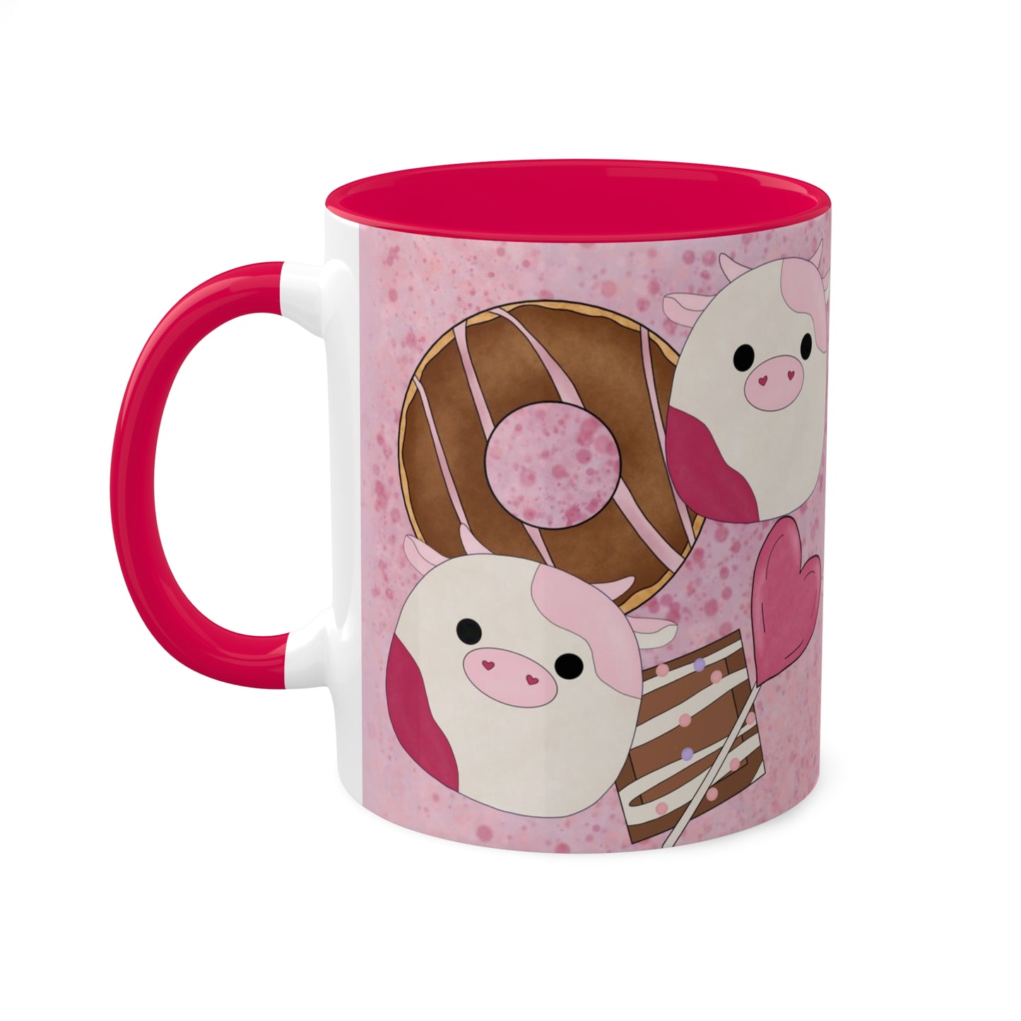 Cute Pink Cow squish inspired + Sweet Treats Mug, 11oz