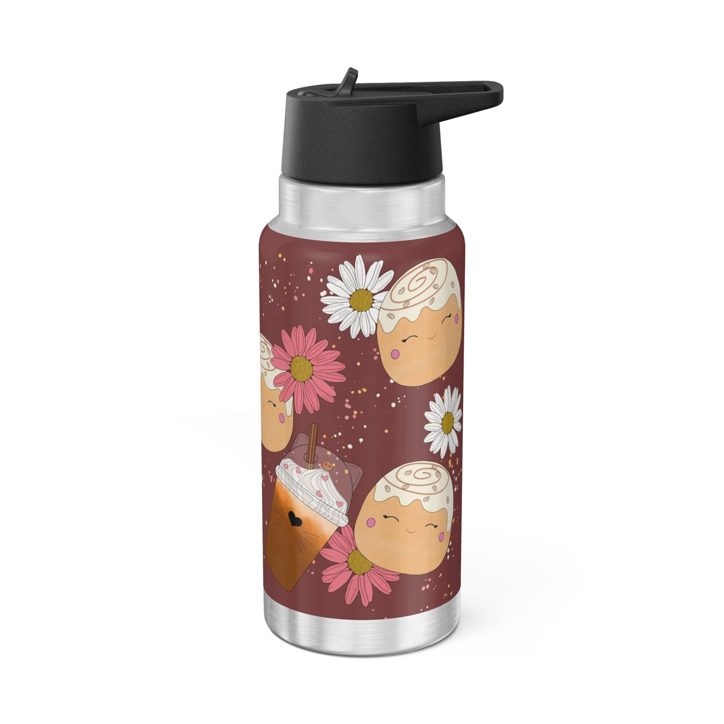 Cute Cinnamon Bun squish inspired + Flowers & Coffee Gator Tumbler, 32oz