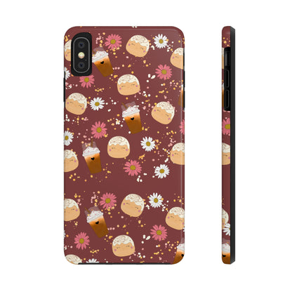 Cozy Cinnamon Bun squish inspired + Coffee an Pretty Flowers Tough Phone Case. iPhone 7, 8, X, 11, 12, 13, 14 & more