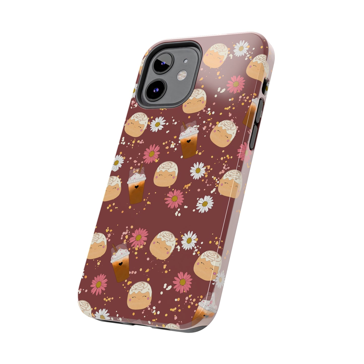 Cozy Cinnamon Bun squish inspired + Coffee an Pretty Flowers Tough Phone Case. iPhone 7, 8, X, 11, 12, 13, 14 & more